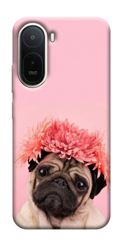 Чохол Мопс із квітами для Xiaomi Redmi A7 Pro 4G