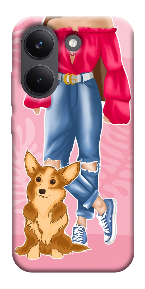 Чехол Girl and corgi для Xiaomi Poco X8 Pro