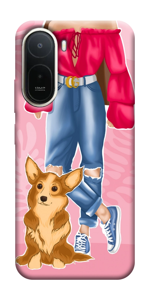 Чохол Girl and corgi для Xiaomi Redmi A7 Pro 4G