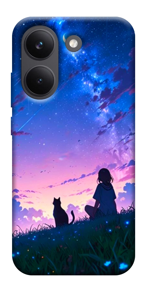 Чехол Space girl and cat для Xiaomi Poco X8 Pro