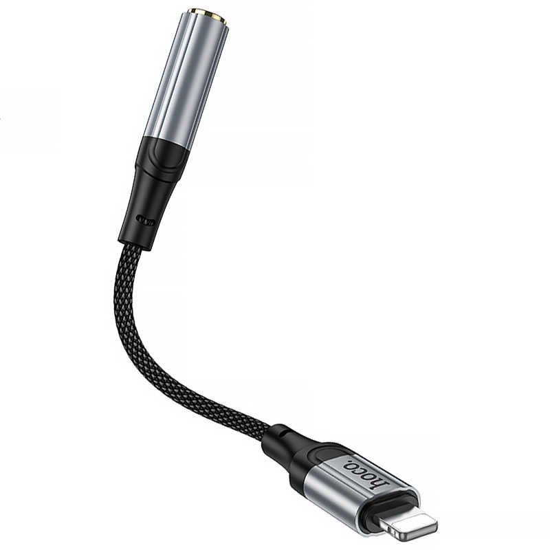 Аудио кабель Aux Hoco LS36A Fresh 3.5mm to Lightning (0.12m) (Metal gray) в магазине vchehle.ua