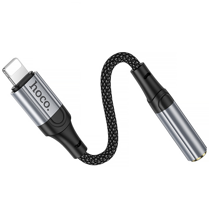 Купить Аудио кабель Aux Hoco LS36A Fresh 3.5mm to Lightning (0.12m) (Metal gray) на vchehle.ua