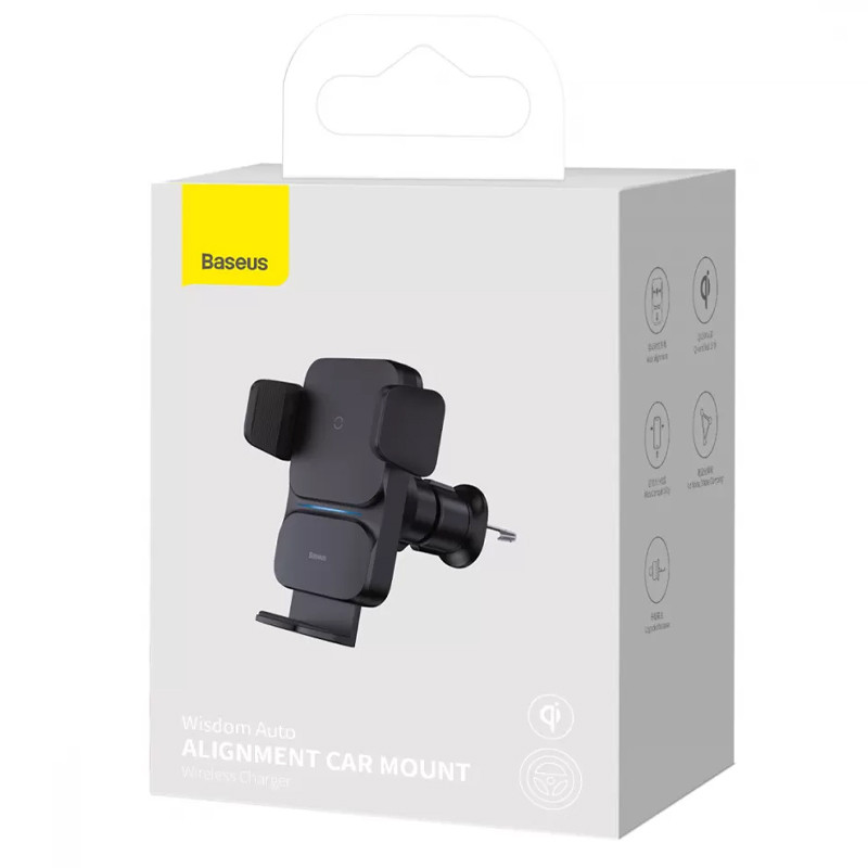 Замовити Автотримач з БЗП Baseus Wisdom Auto Alignment (QI 15W) (Air Outlet base) (CGZX000001) (Black) на vchehle.ua