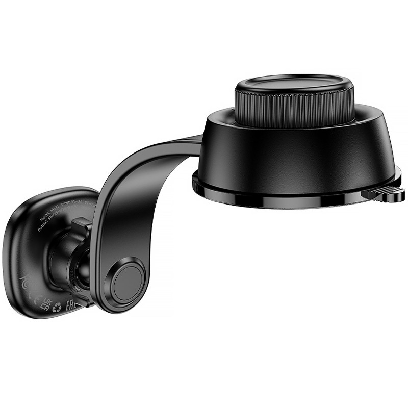 Замовити Автотримач з БЗП Hoco HW31 Crown Magnetic Wireless Charging 15W (Black / Metal gray) на vchehle.ua