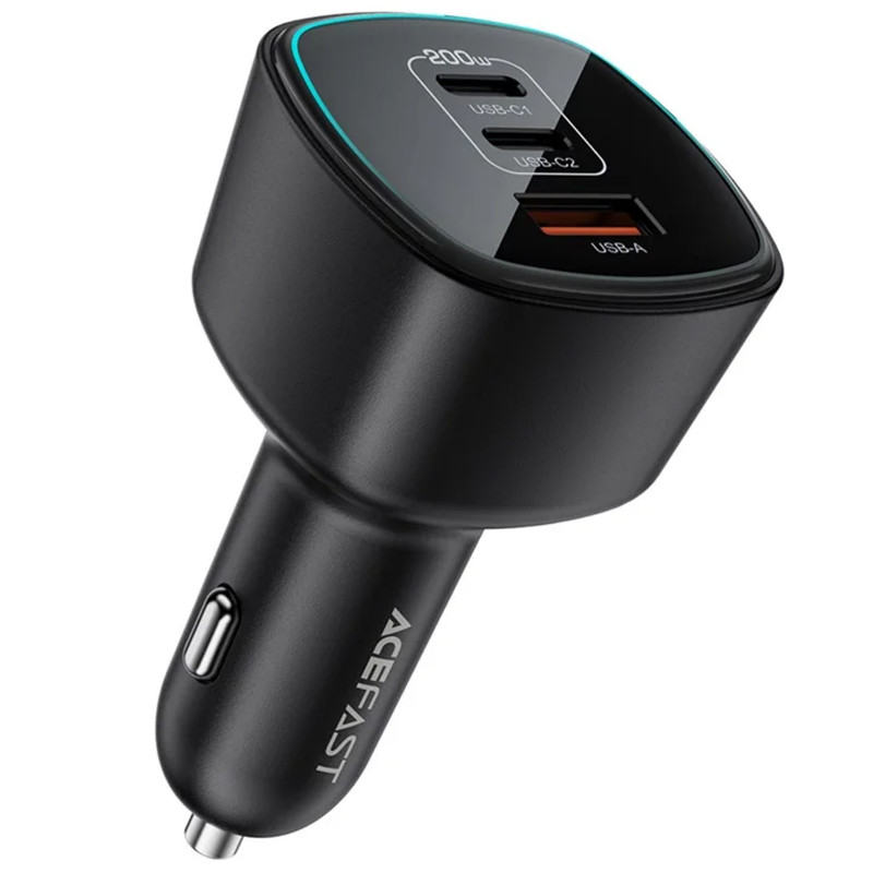 Фото АЗП Acefast B18 PD100W+QC3.0 200W (1USB-A/2C) (Black) на vchehle.ua