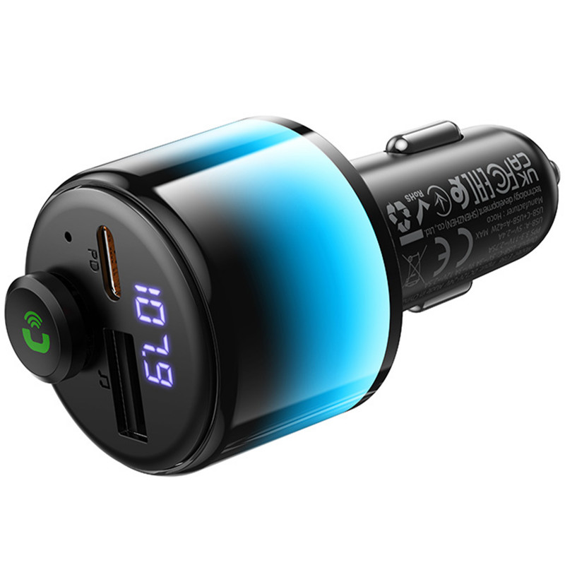 АЗУ FM модулятор Hoco E166 Path PD42W+QC3.0 (1USB-A/1C) (Black) в магазине vchehle.ua