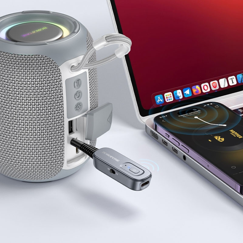 Купити Bluetooth AUX аудіо ресивер/трансмітер Borofone BC51 Clear way (AUX 3.5mm) (Metal gray) на vchehle.ua