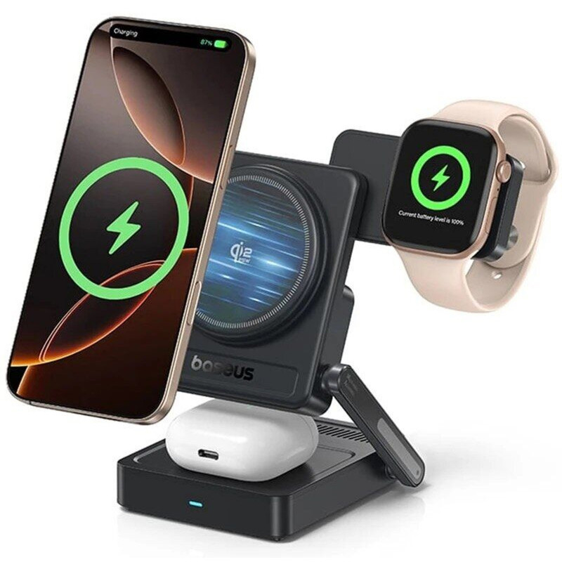 Фото БЗУ Baseus PicoGo AF21 Portable 3in1 35W Qi2.2 (E02054) (Cosmic Black) на vchehle.ua