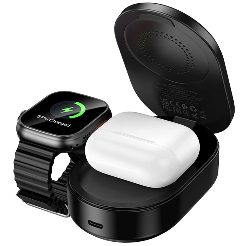 Купить БЗУ Hoco CQ23 Pole 2in1 QI2.2 25W (Black) на vchehle.ua