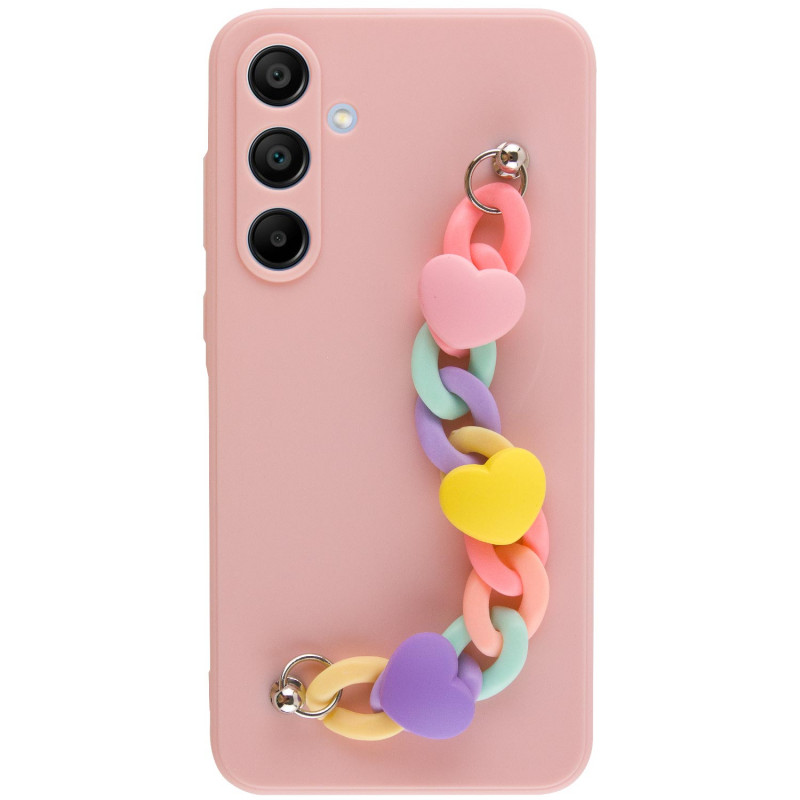 Чохол Chained Heart з підвісним ланцюжком на Samsung Galaxy A56 5G (Pink Sand)