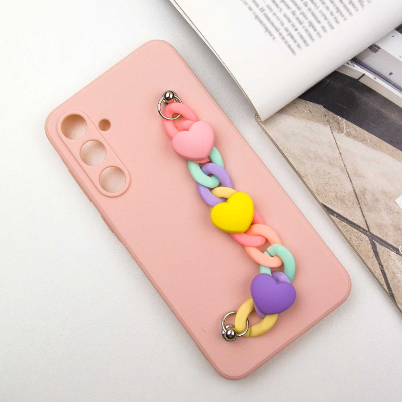 Фото Чохол Chained Heart з підвісним ланцюжком на Samsung Galaxy A56 5G (Pink Sand) на vchehle.ua