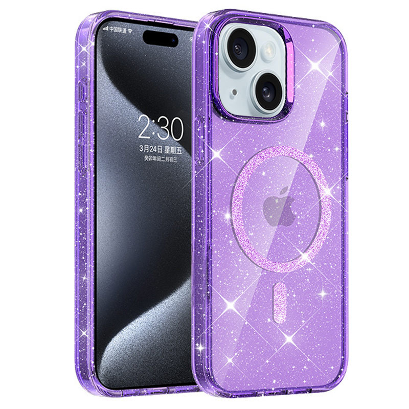 Чохол TPU Eclipse Sparkle Magnetic Fit на Apple iPhone 15 (6.1") (Purple)