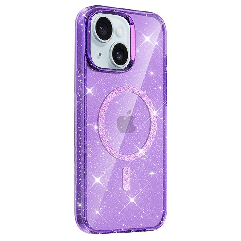 Фото Чохол TPU Eclipse Sparkle Magnetic Fit на Apple iPhone 15 (6.1") (Purple) на vchehle.ua