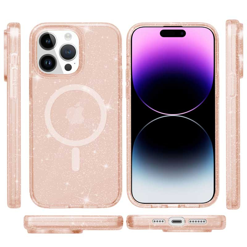 Фото Чохол TPU Galaxy Sparkle Magnetic Fit на Apple iPhone 15 Pro (6.1") (Gold+Glitter) на vchehle.ua