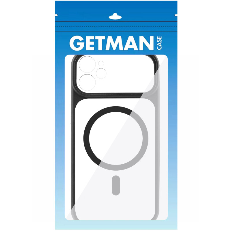 Фото Чехол TPU+PC GETMAN Moon Clear with Magnetic Safe для Apple iPhone 12 (6.1") (Black) на vchehle.ua