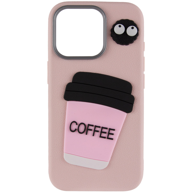 Фото Чохол TPU Leather Toys на Apple iPhone 15 (6.1") (Coffee / Pink) на vchehle.ua
