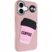 Чехол TPU Leather Toys для Apple iPhone 16 (6.1") (Coffee / Pink)