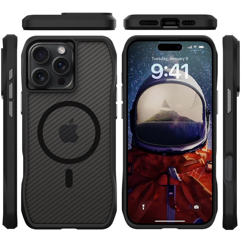 Фото Чехол TPU Octagon with Magnetic Safe для Apple iPhone 16 Pro Max (6.9") (Carbon Black) в магазине vchehle.ua