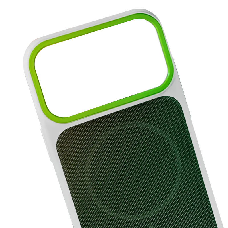 Фото Чехол PC Textile Hybrid with Magnetic Fit для Apple iPhone 17 Pro (6.3") (White / Green) на vchehle.ua