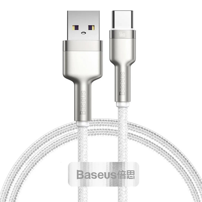 Дата кабель Baseus Cafule Metal USB to Type-C 66W (1m) (CAKF00010) (White)
