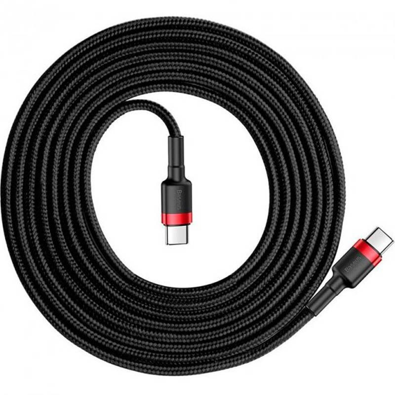 Фото Дата кабель Baseus Cafule Type-C to Type-C PD2.0 60W (1m) (CATKLF-G) (Чорний / Червоний) на vchehle.ua