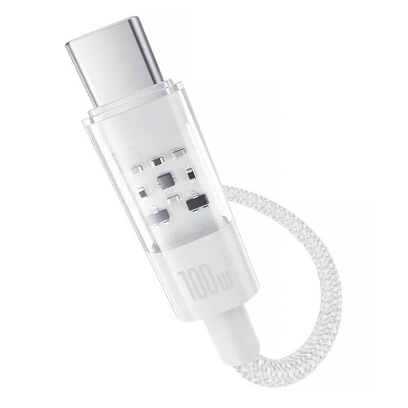 Фото Дата кабель Baseus Gem Fast Charging Type-C to Type-C 100W (1m) (P10373000111) (Moon White) на vchehle.ua