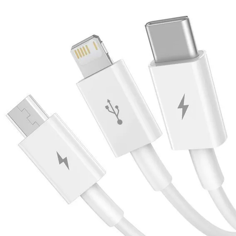 Фото Дата кабель Baseus Superior Series USB to MicroUSB-Lightning-Type-C 3.5A (1.5m) (CAMLTYS) (Stellar White) на vchehle.ua