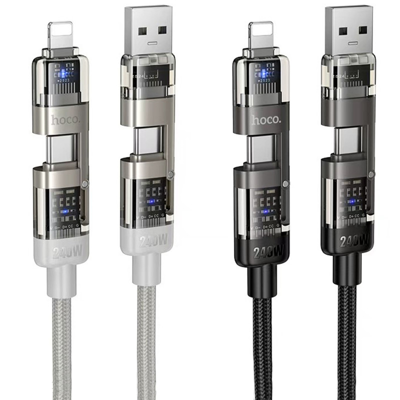 Дата кабель Hoco U151 Goldsmith 4in1 Type-C to USB/Type-C to Lightning 240W (1.2m)