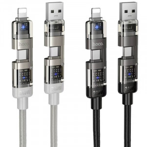 Дата кабель Hoco U151 Goldsmith 4in1 Type-C to USB/Type-C to Lightning 240W (1.2m)
