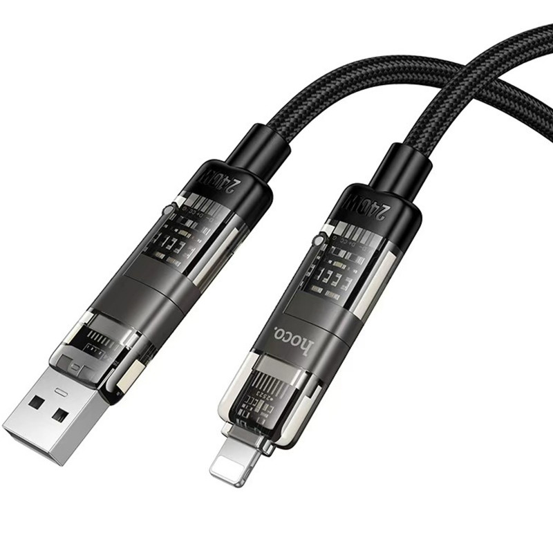 Фото Дата кабель Hoco U151 Goldsmith 4in1 Type-C to USB/Type-C to Lightning 240W (1.2m) (Black) в магазине vchehle.ua