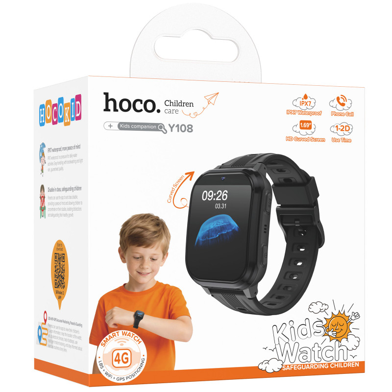 Фото Детские cмарт-часы Hoco Y108 4G with call function (Black) в магазине vchehle.ua