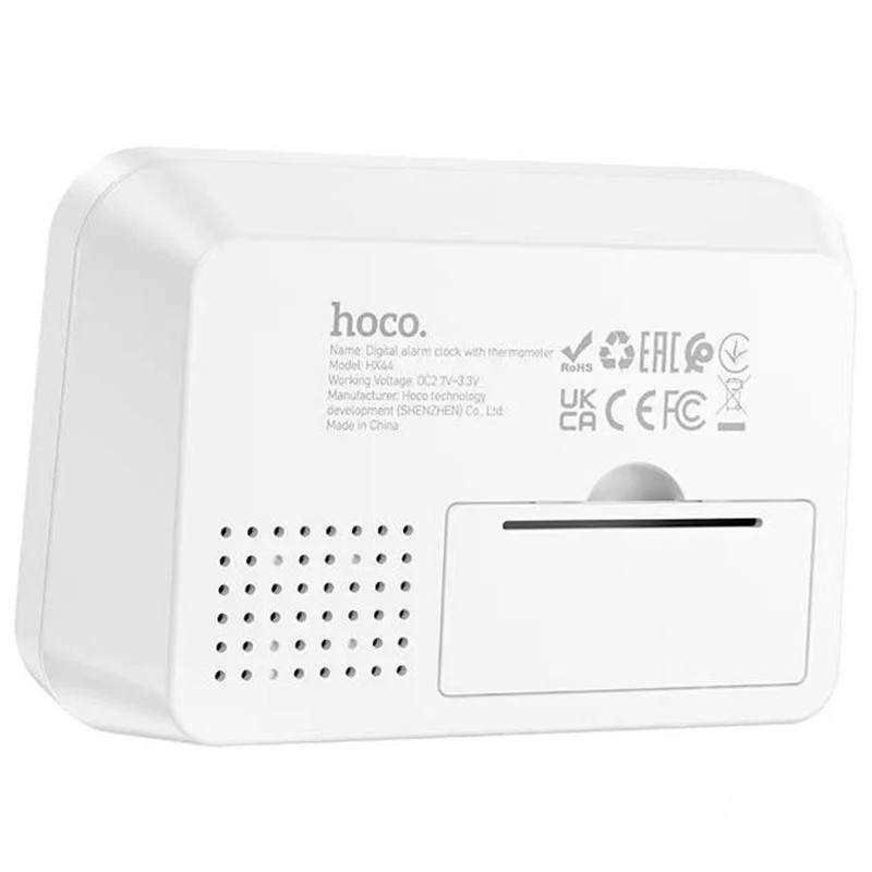 Фото Електронний термогігрометр + годинник Hoco HX44 Indoor (White) на vchehle.ua