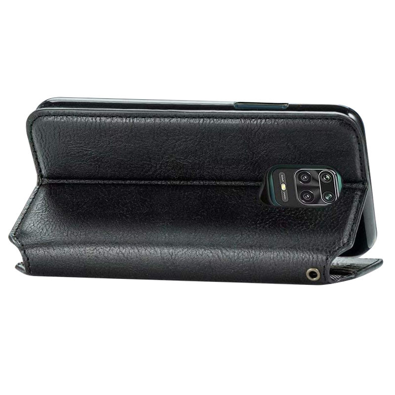 Фото Шкіряний чохол-книжка GETMAN Cubic (PU) на Xiaomi Redmi Note 9s / Note 9 Pro / Note 9 Pro Max (Чорний) на vchehle.ua