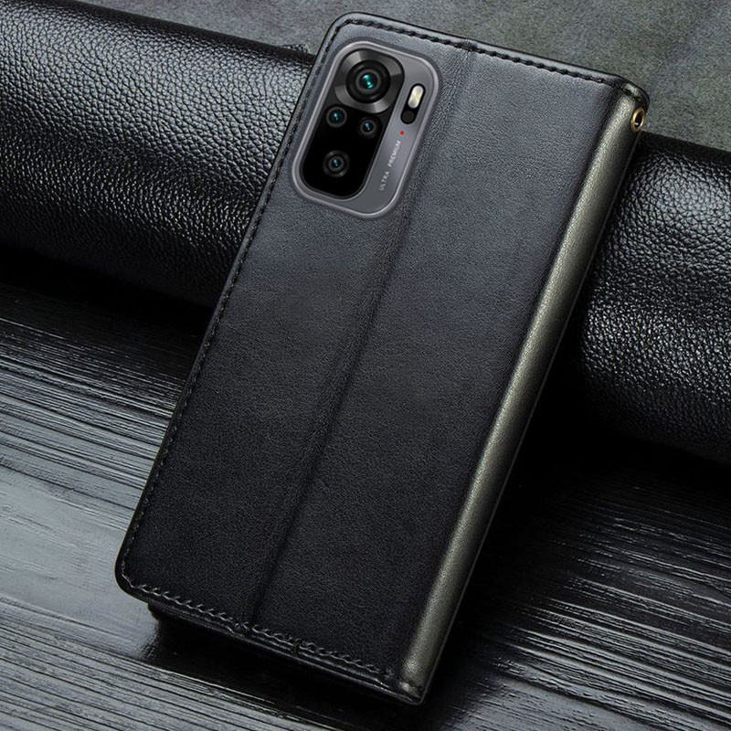Купить Кожаный чехол-книжка GETMAN Gallant (PU) для Xiaomi Redmi Note 10 / Note 10s (Черный) на vchehle.ua