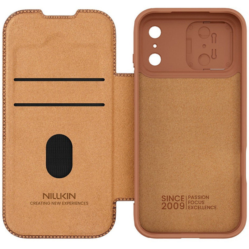 Купить Кожаный чехол-книжка Nillkin Qin Pro Camshield для Apple iPhone 17 Pro (6.3") (Brown) на vchehle.ua