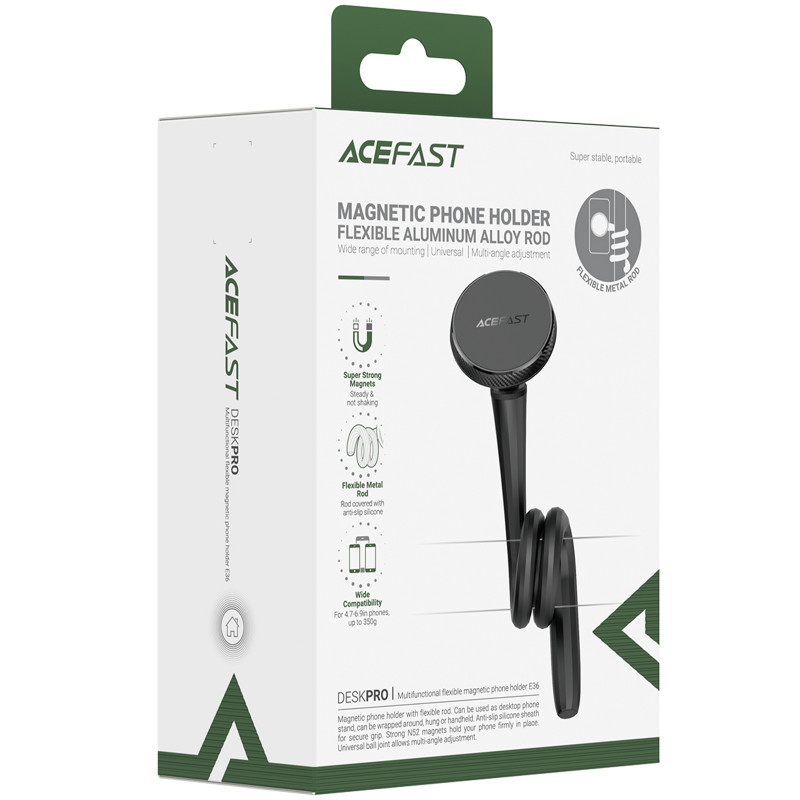 Фото Магнітний тримач для телефону Acefast E36 flexible (Black) на vchehle.ua