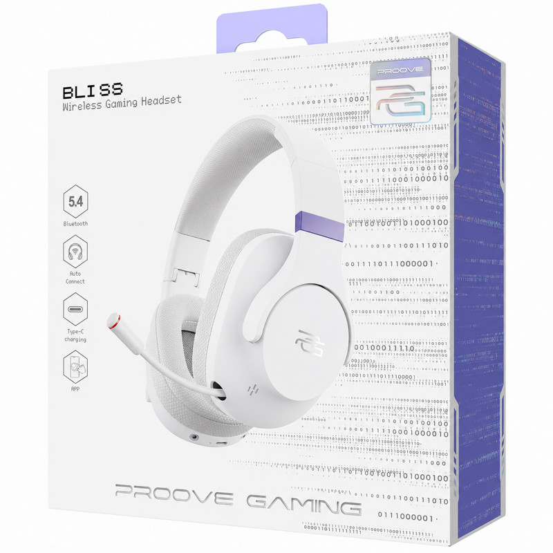Купити Накладні бездротові навушники Proove Gaming Bliss with microphone (APP) (White) на vchehle.ua