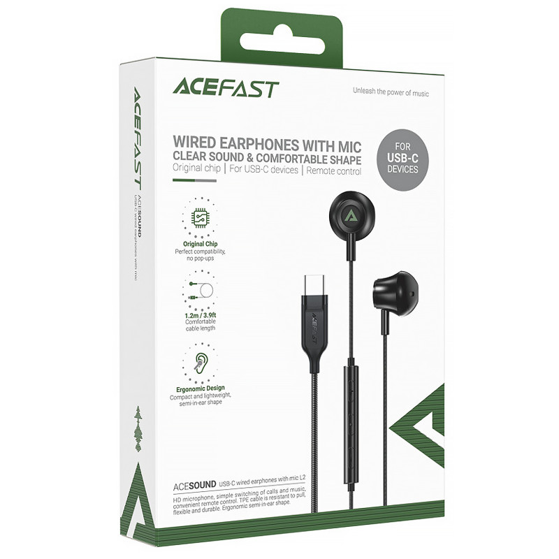 Фото Наушники Acefast L2 (Type-C/1.2m) (Black) на vchehle.ua