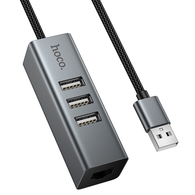 Переходник HUB Hoco HB1D USB to USB2.0*3+RJ45