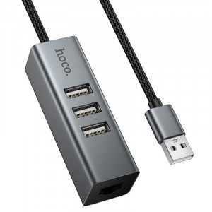 Переходник HUB Hoco HB1D USB to USB2.0*3+RJ45