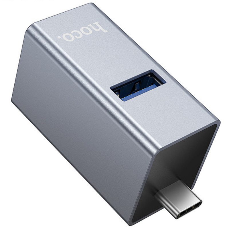 Фото Переходник HUB Hoco HB54A 3in1 (Type-C to 2xUSB2.0+USB3.0) (Metal grey) в магазине vchehle.ua