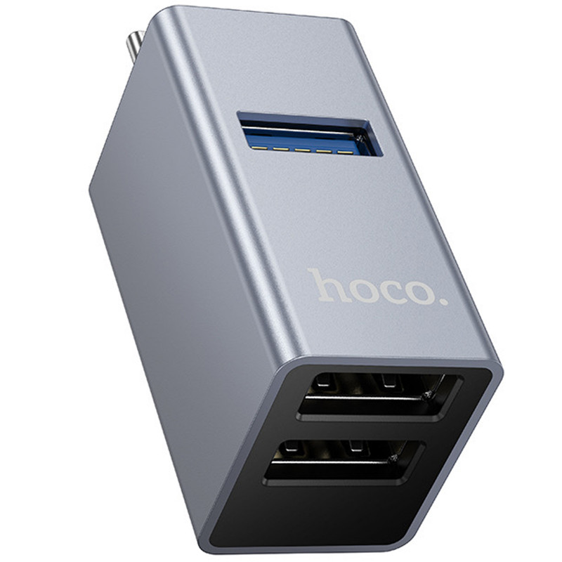 Переходник HUB Hoco HB54A 3in1 (Type-C to 2xUSB2.0+USB3.0) (Metal grey) в магазине vchehle.ua