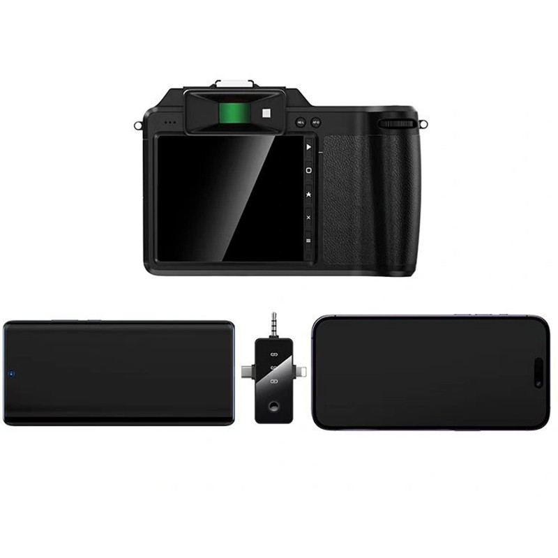 Фото Петличный беспроводной микрофон Hoco L20B Fair 3in1 (Lightning/Type-C/3.5) (Black) в магазине vchehle.ua