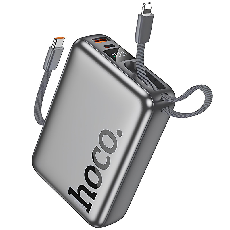 Power Bank Hoco 20000 mAh Q39 Eminente 22.5W+PD20W с БЗУ Type-C + Lighting (Metal gray)