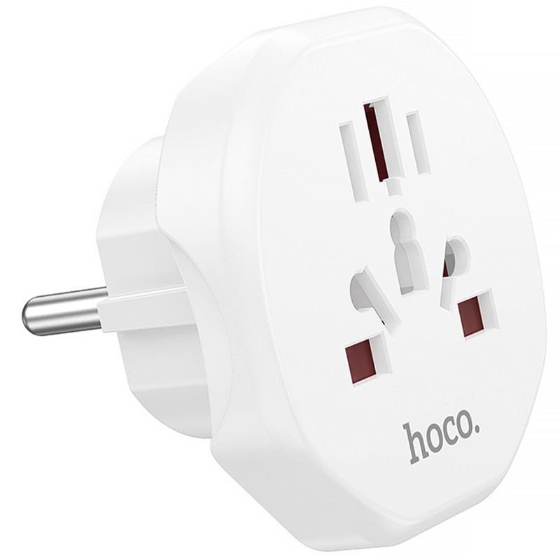 Фото Сетевой универсальный переходник Hoco AC6 3in1 (EU) (White) на vchehle.ua