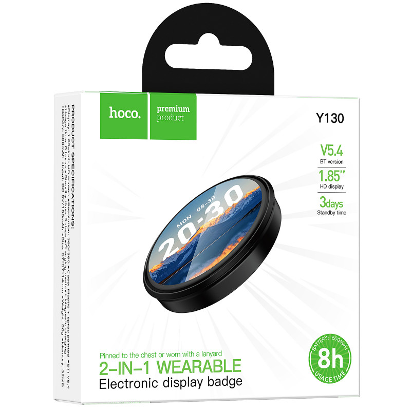 Фото Смарт-бейдж Hoco Y130 electronic display с AI (Black) на vchehle.ua