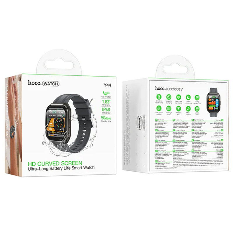 Смарт-годинник Hoco Y44 Smart sports watch (call version) (Black) в магазині vchehle.ua