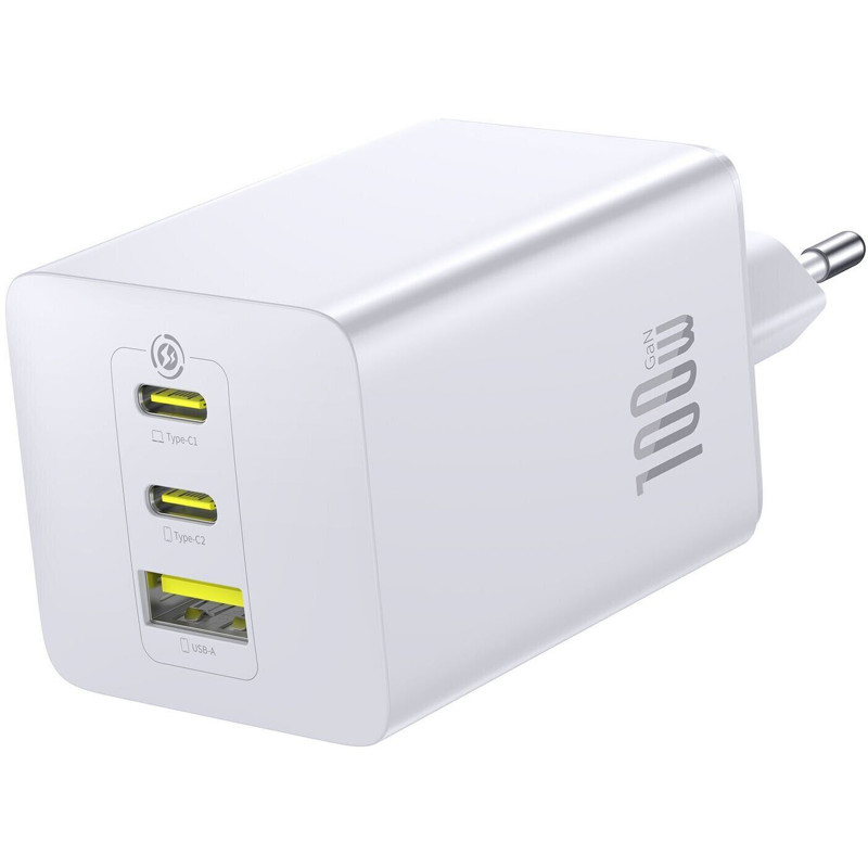 Фото СЗУ Baseus EnerFill FE11 Fast Charger PD100W+QC3.0 (1USB-A/2C) (P101821) (Moon White) на vchehle.ua