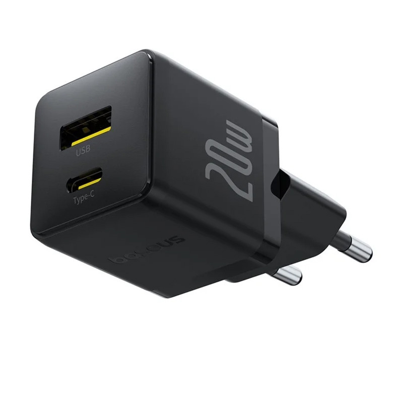 Фото СЗУ Baseus Palm Fast Charger PD20W+QC3.0 (1USB-A/1C) + кабель Type-C to Type-C (P10111608) (Cluster Black) на vchehle.ua