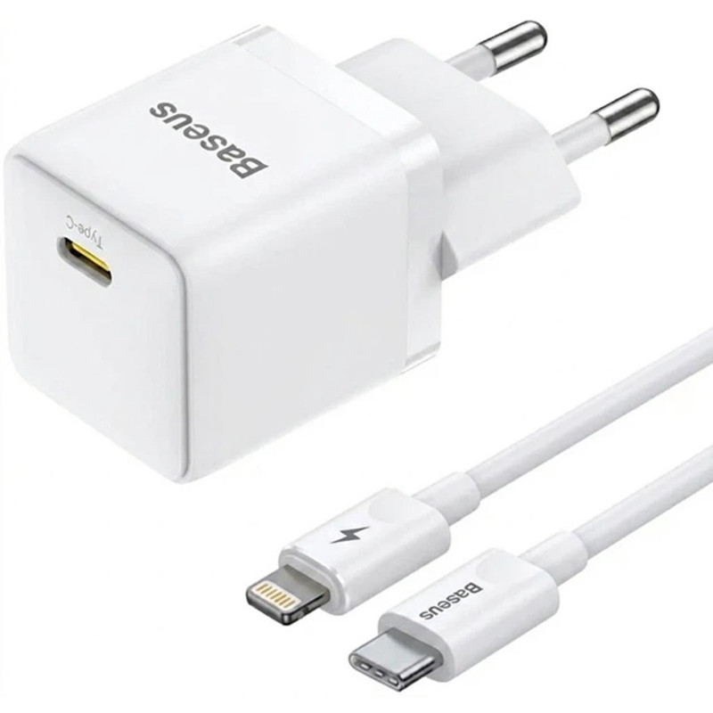 СЗУ Baseus Palm Fast Charger 20W (1USB-C) + кабель Type-C to Lightning (E01164) (Moon White)
